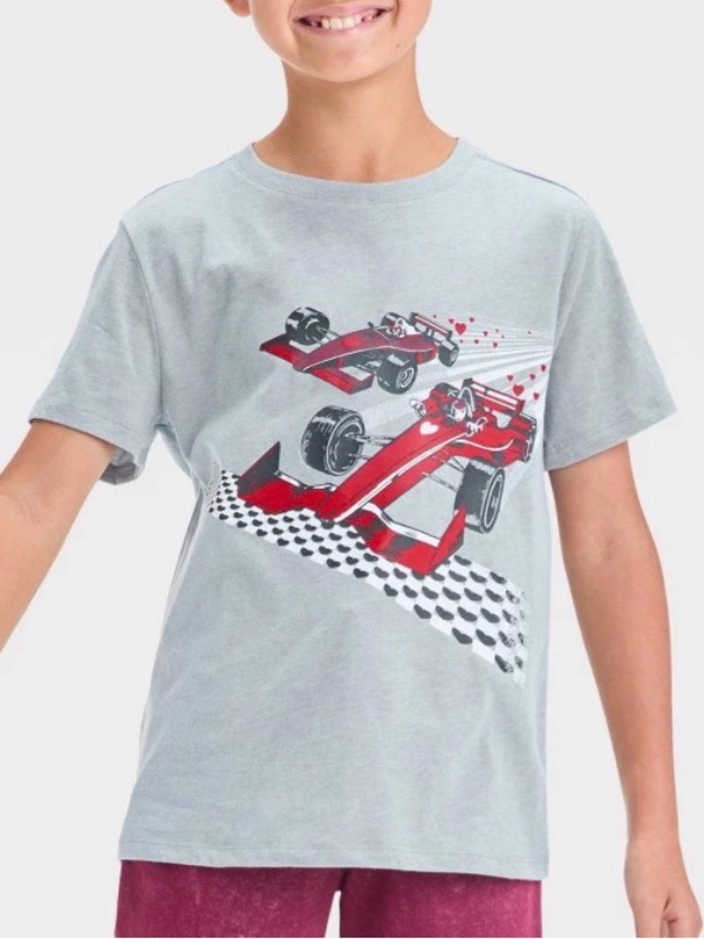 Cat & Jack Boys’ Short Sleeve Valentine's Graphic T-Shirt Charcoal Gray XL Husky